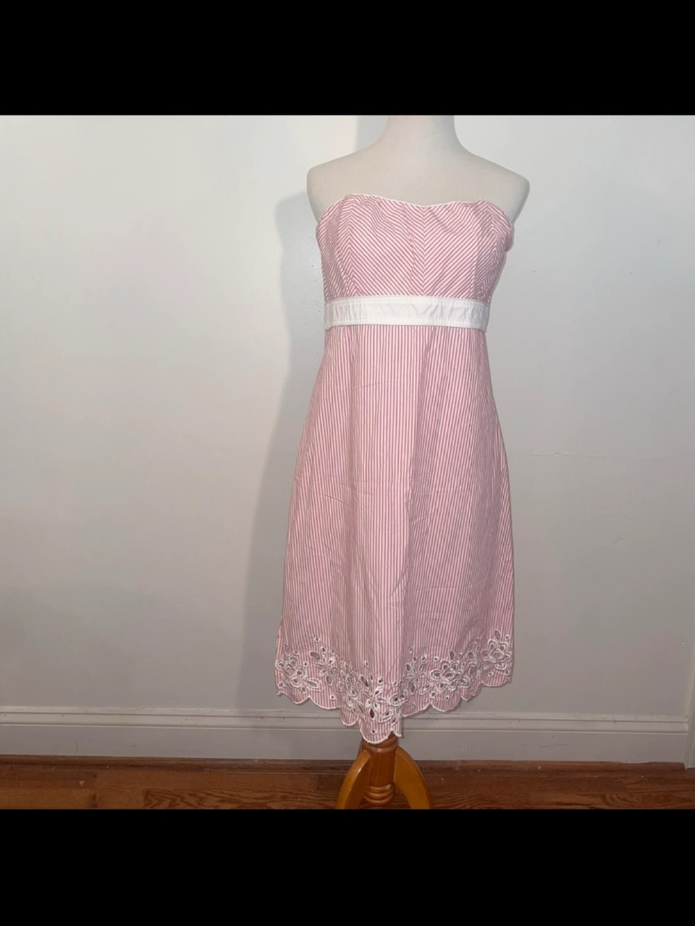 mercer & madison Strapless Pink Sundress with White Waistband